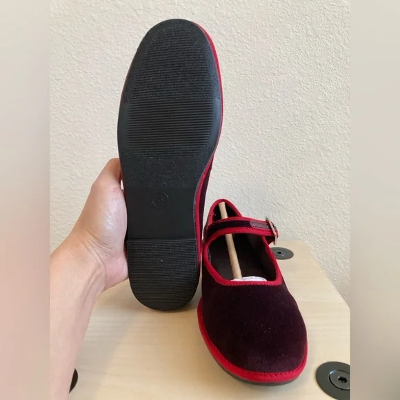 Universal Thread Velvet Mary Jane Flats - Burgundy and Red - Picture 6 of 10